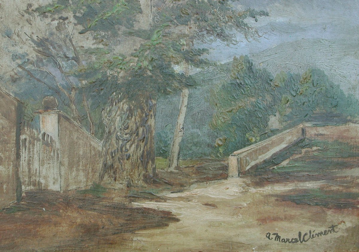 Amédée Julien Marcel Clement  "the Big Tree" Oil On Canvas 32x23-photo-1